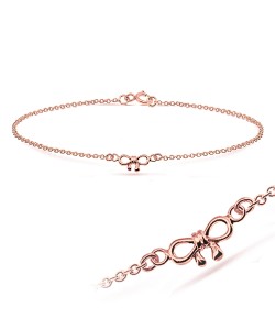 Adorable Bow Rose Gold Plated Silver Anklet ANK-197-RO-GP